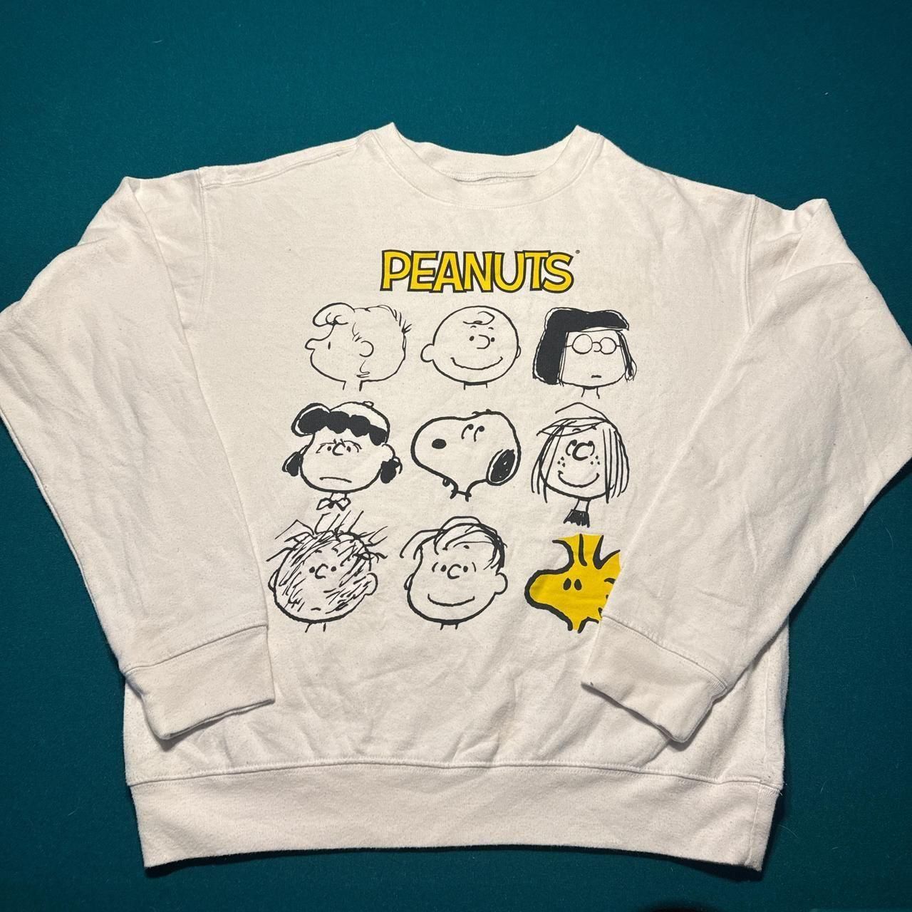 Peanuts White Crewneck Sweatshirt Small Preowned Peanuts White Crewneck Sweatshirt Small Preowned